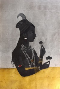 Shamsuddin Tanwri, 29 x 42 Inch, Graphite Gold and Silver Leaf on Paper, Figurative Painting, AC-SUT-024